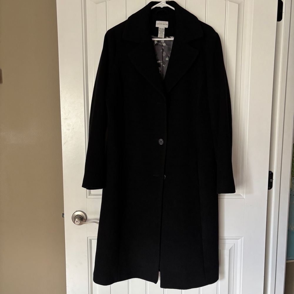 Jaclyn Smith Women’s XL Wool Blend Classic Style Black 3-Button Long Winter Coat
